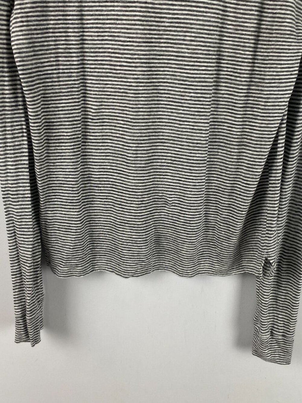 Alex Crane Linen Long Sleeve T Shirt Mens Large Gray White Stripe - Picture 3 of 10